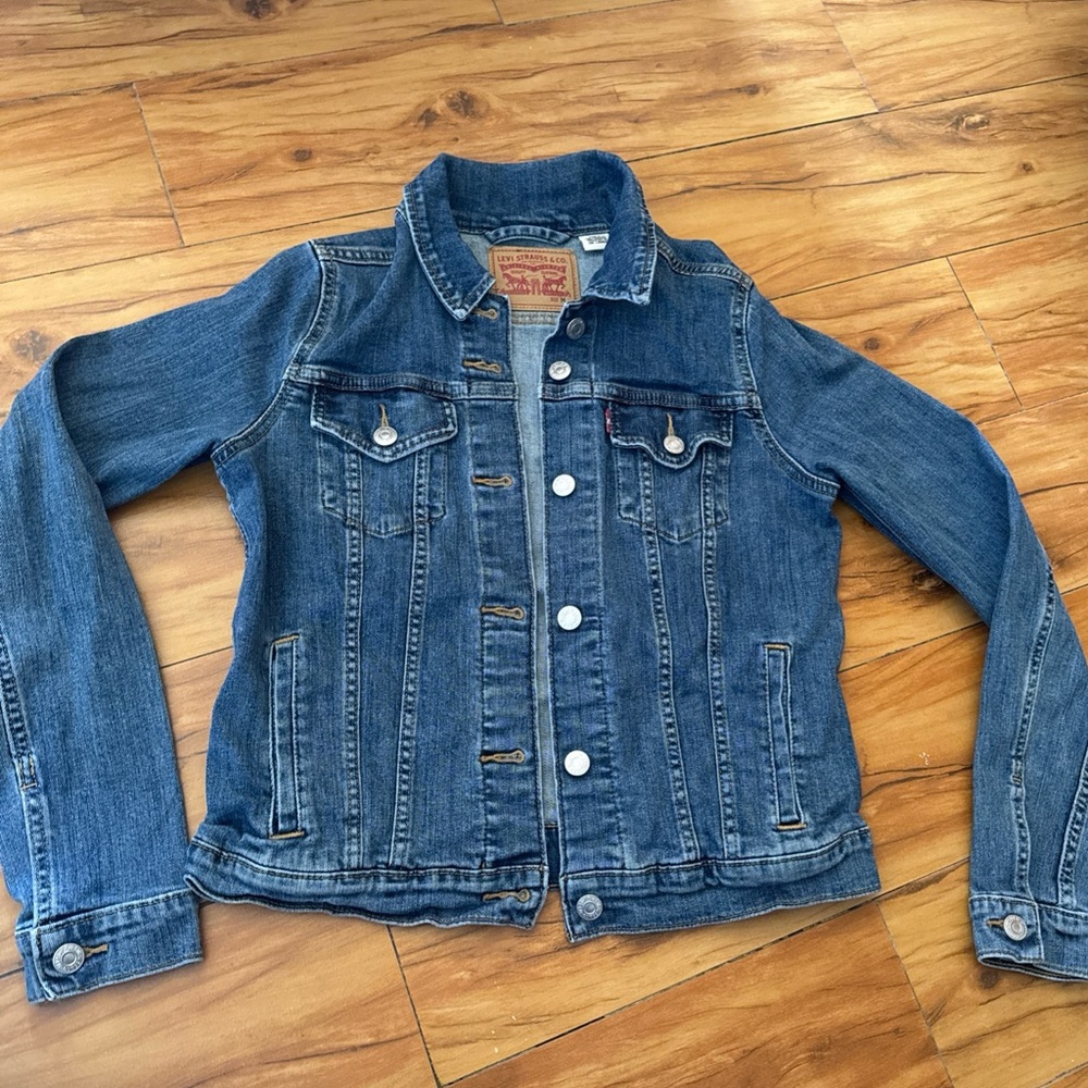 Levi Jacket Womens Blue Denim Trucker Med Wash Long Sleeve Cotton Sz M